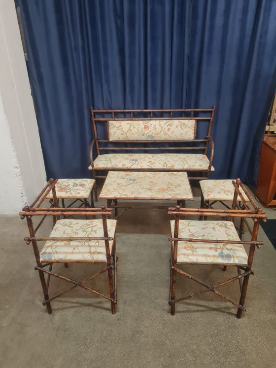 Image 1 of Ensemble de salon ancien en faux bambou par la Maison Staněk - Prague, vers 1910