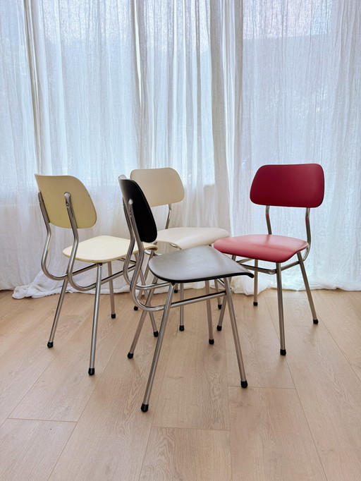 Sedie vintage Brabantia con struttura tubolare (4 pezzi) – Rivestimento in pelle Skai