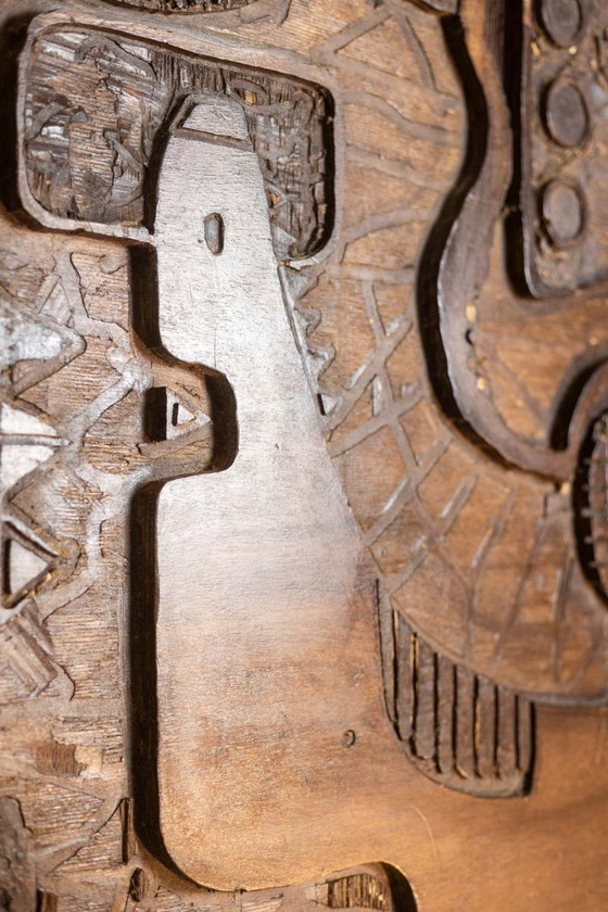 Image 1 of V. de Segonzac. Trittico modernista in legno intagliato. Contemporaneo.