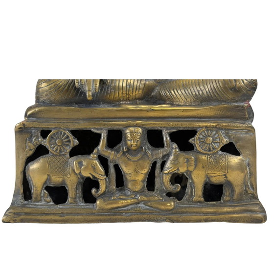 Antiek bronzen Boeddhabeeld met opengewerkte olifantenbasis 34cm – Beeldhouwkunst (photo 10 of 11)