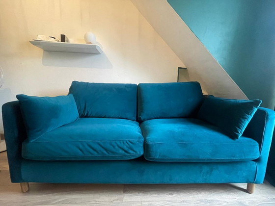 Image 1 of MdM 3-zitsbank van blauw fluweel