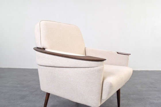Mid-Century German Lounge Chair, 1960s. – Armchairs, Textile, Wood (photo 8 of 10)