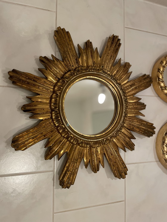 Image 1 of Frame / Mirror Sun Ø 42,5 And Oval 24x18 Cm In Gold / Art / Decoration / Ornaments