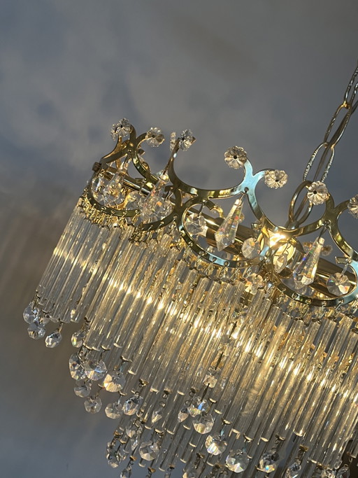 Art deco stijl hanglamp vintage kristallen staafjes bijzondere kwaliteit