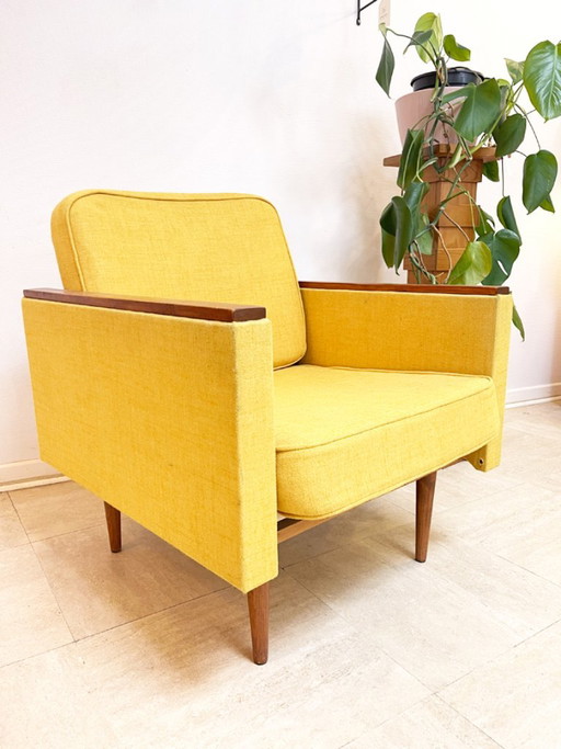 Fauteuil vintage scandinave années 60 – Wood, Textile