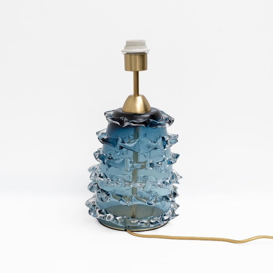 Pair of Blue Rostrato Murano Glass Table Lamps (photo 3 of 6)