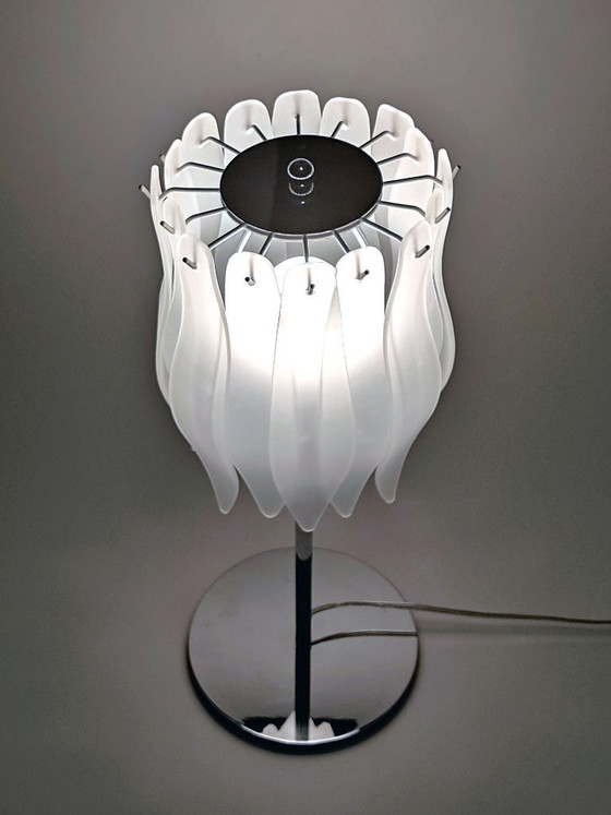 Massive Table lamp with glass slats – Metal, Vintage (photo 12 of 18)
