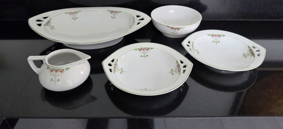 Jugendstil, Chris van der Hoef, Ciotole da colazione decoro 410, Porcellana, Verde (foto 2 di 13)