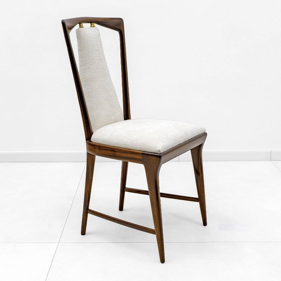 Image 1 of Set of 6 Osvaldo Borsani Mid-Century Modern Italian Bouclè Dining Chairs, 50s