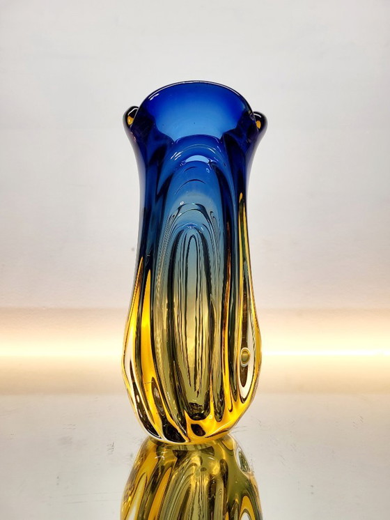 Image 1 of Vase en verre multicolore de Murano, technique du somserso, Italie, années 1970