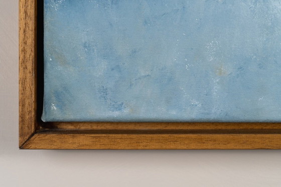 Original Framed Blue Abstract Landscape Painting, Textured Acrylic on Canvas - A Detour (photo 3 of 17)