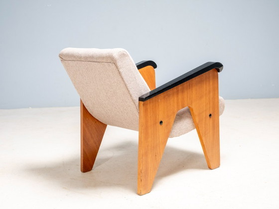 Image 1 of Vintage A-frame houten fauteuils, Tsjechisch design, jaren 1950, set van 3