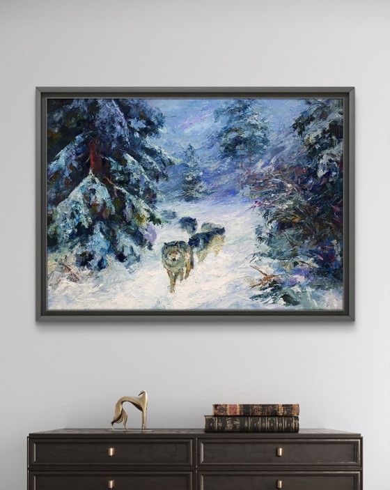 Image 1 of Wolf Pack In The Winter Forest