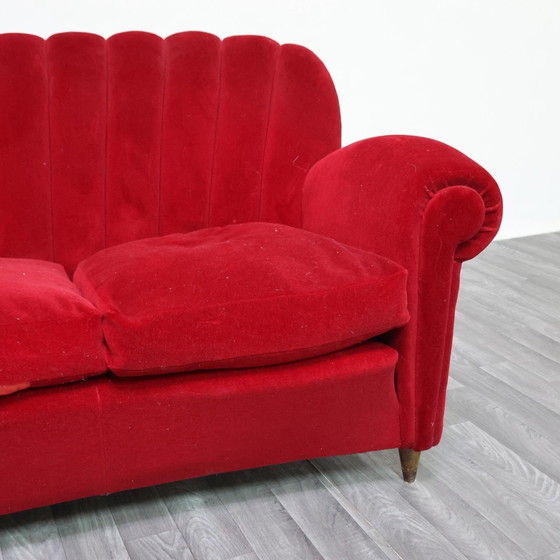 Image 1 of Sofá Art Déco Guglielmo Ulrich con diseño original de terciopelo de la década de 1940