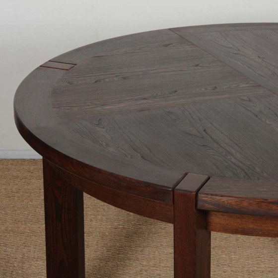 Image 1 of Round extendable wooden dining table produced by Monopoly, 1970