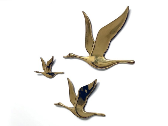 Image 1 of decorazione da parete anatre vintage in ottone