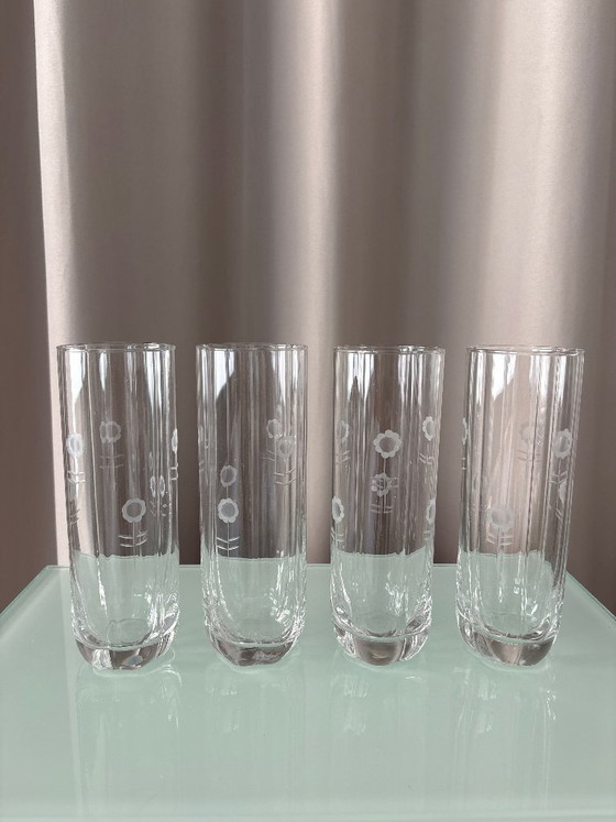 Set of 4 Vintage Etched Floral Highball Glasses – Glass & Decanter (photo 10 of 13)