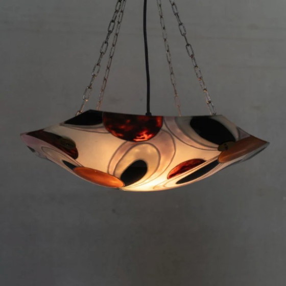 Image 1 of Lampe suspendue en verre d'art aux tons chauds