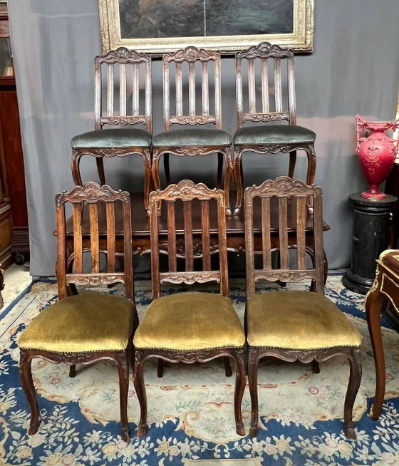 Set aus 6 Regency-Stühlen. Massive Eiche. – Esszimmerstühle, Hollywood Regency (photo 3 of 7)
