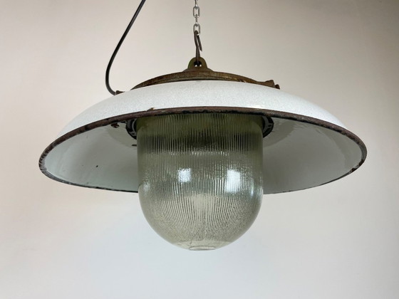 Image 1 of Industrial Grey Enamel Factory Pendant Lamp in Cast Iron from Zaos, 1960s