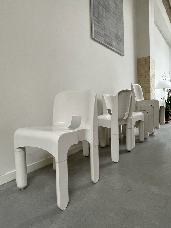6x Joe Colombo Universale sillas, Kartell, Sillas de comedor, Plástico, Blanco (foto 8 de 8)