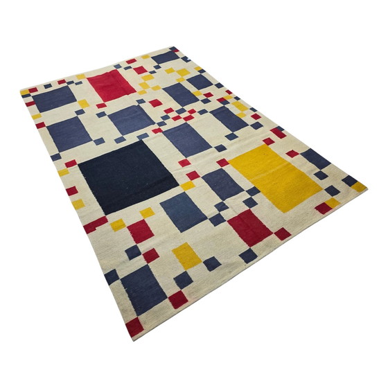 Image 1 of Tapis Piet Mondrian – Homage to Victory Boogie-Woogie, tapisserie artistique en laine tissée main