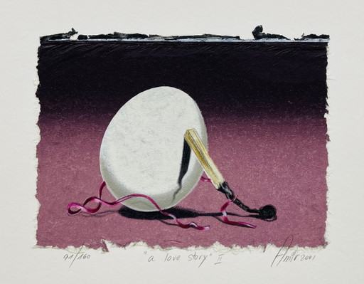 Sharon Amir - Œuf sérigraphié vintage - "A Love Story I I" - Z L