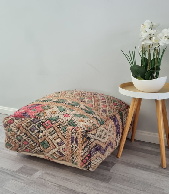 Image 1 of Kelim vintage poef, marokkaanse zitkussen boho style vloerkussen