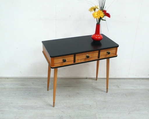 1950s hallway cabinet, small console table with 3 drawers, vintage, retro, mid-century modern