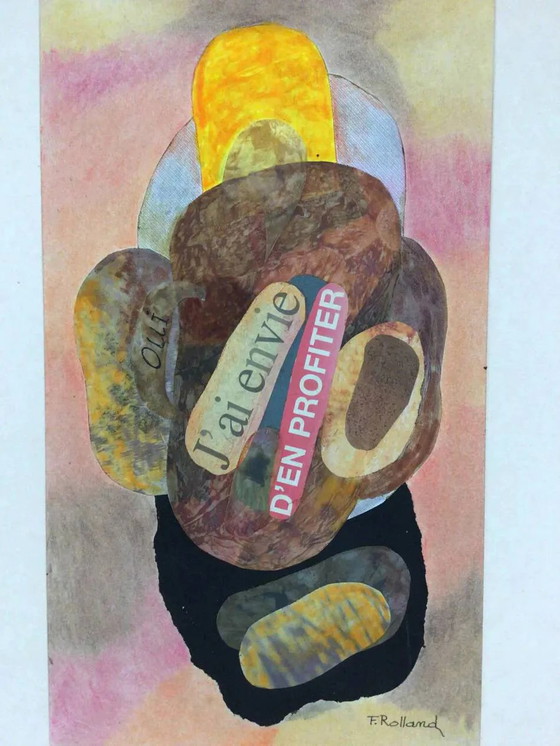Collage sobre cartón de Fernand Rolland ( ) – Láminas artísticas, Paper, Abstract (photo 2 of 4)