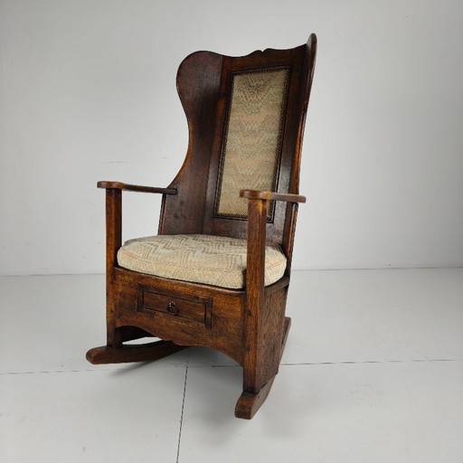 Englischer Lammstuhl aus dem 19. Jahrhundert – gepolstert – schommelstoelen, Wood