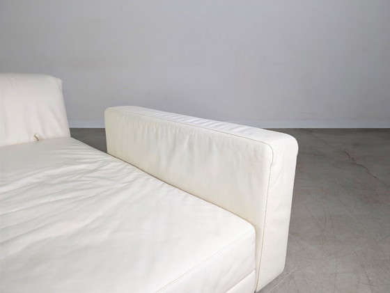Image 1 of Original Brühl Moule Ecksofa Design Couch Leder weiß klappbar