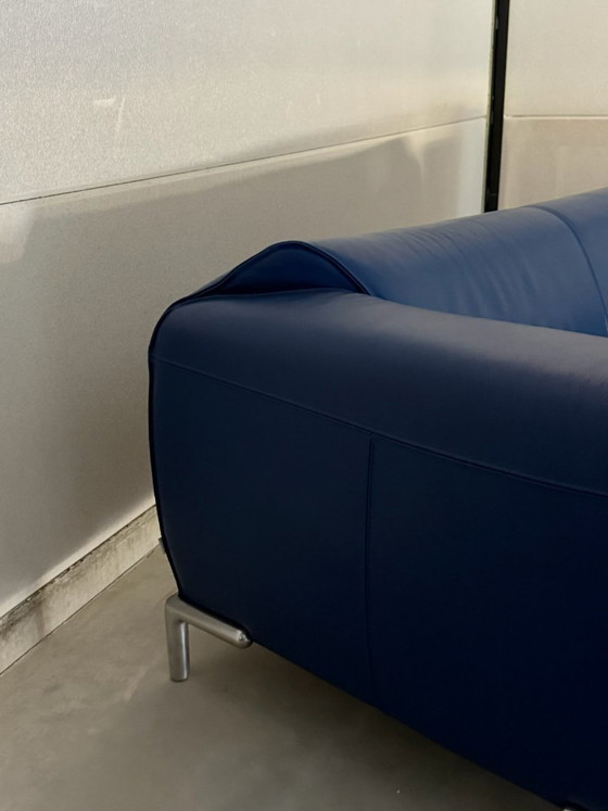 Bert Plantagie sofa and Chaise longue - blue leather, Metal, Modern (photo 6 of 15)