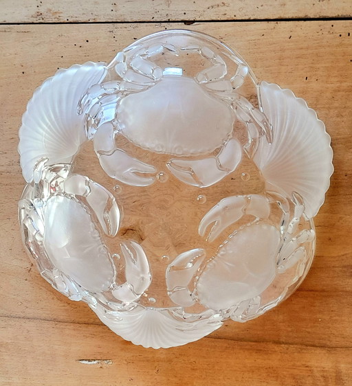 Mikasa crystal salad bowl with seashell and crab design