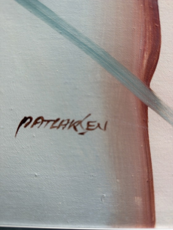 Peinture à l'Huile Abstraite Originale de Patricia Larsen (60x50 Cm) – Objets d'art, Canvas, Aluminium (photo 2 of 6)