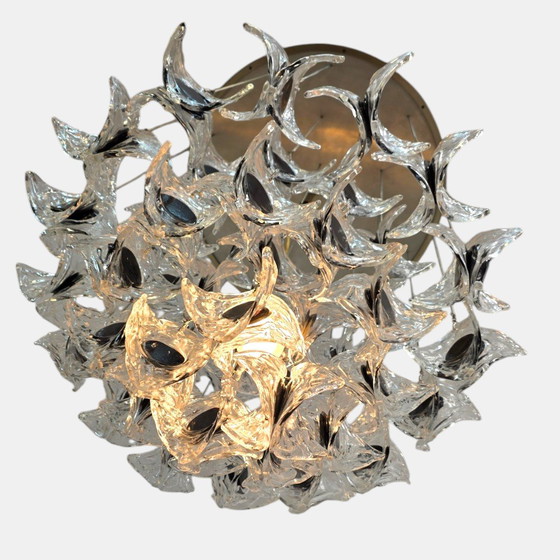 Image 1 of XXL Mazzega floating chandelier 60s Murano 48 glass parts. Vintage