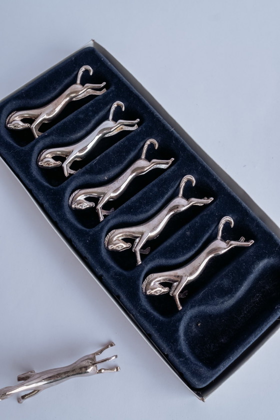 Image 1 of Vintage zilveren paarden messenleggers