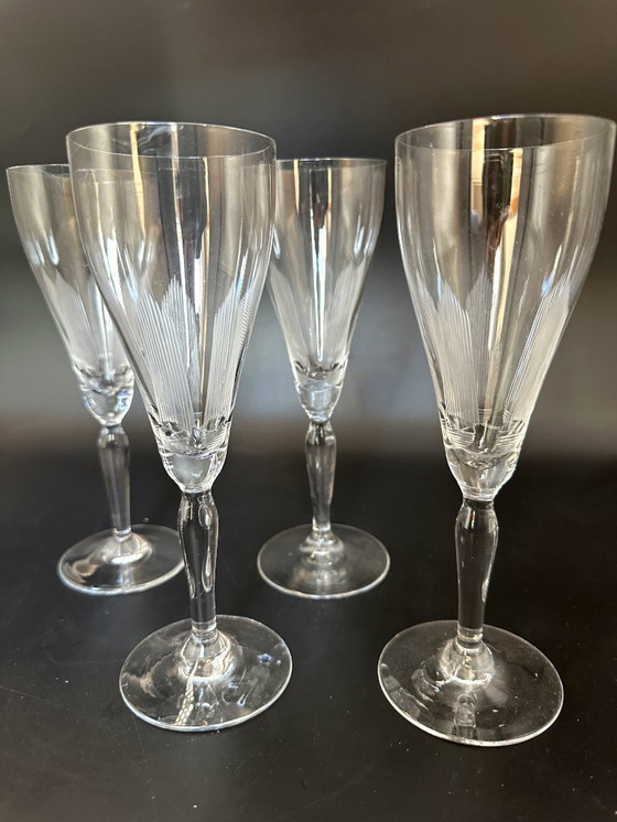 Image 1 of 4 x 1960s champagne glasses, etched design