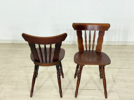 Image 1 of Set of 4 vintage wooden chairs – country style dining chairs / chairs