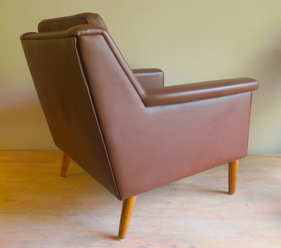 Image 1 of Mid Century Leren Loungestoel, Denemarken 1960