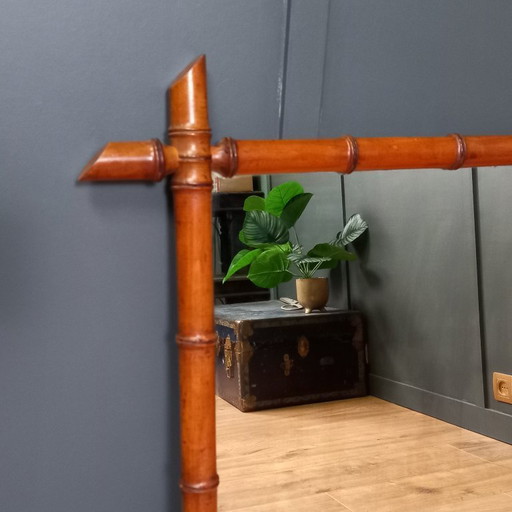 Antieke faux Bamboo spiegel