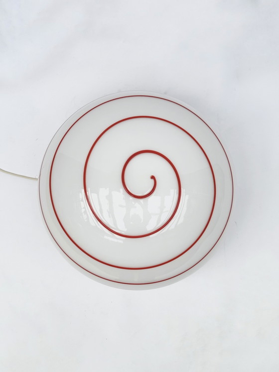 Image 1 of Lampe Vintage XL Ilu di Vetro Zebra Rouge Blanc Verre