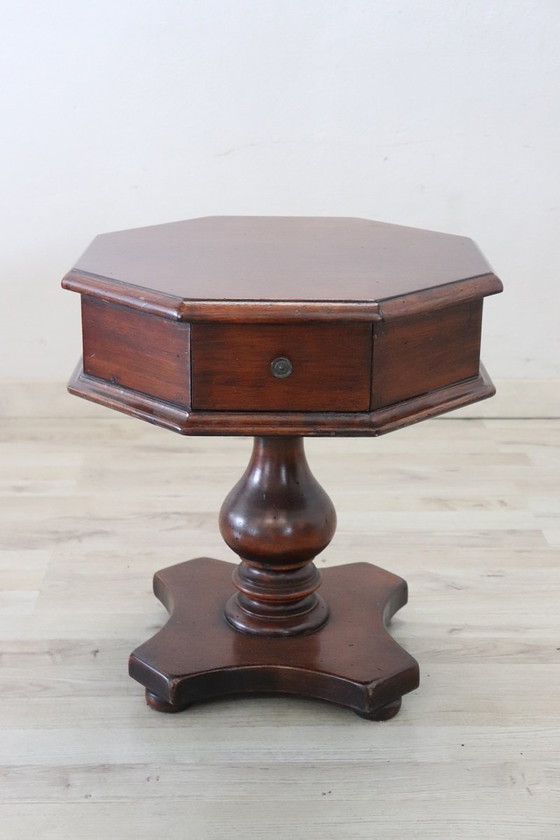Image 1 of Low Octagonal Side Table in Walnut, 1980s