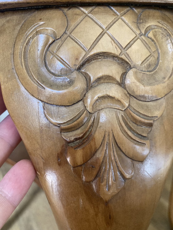 Image 1 of Beautiful Chippendale table with Viennese caning and glass top, round