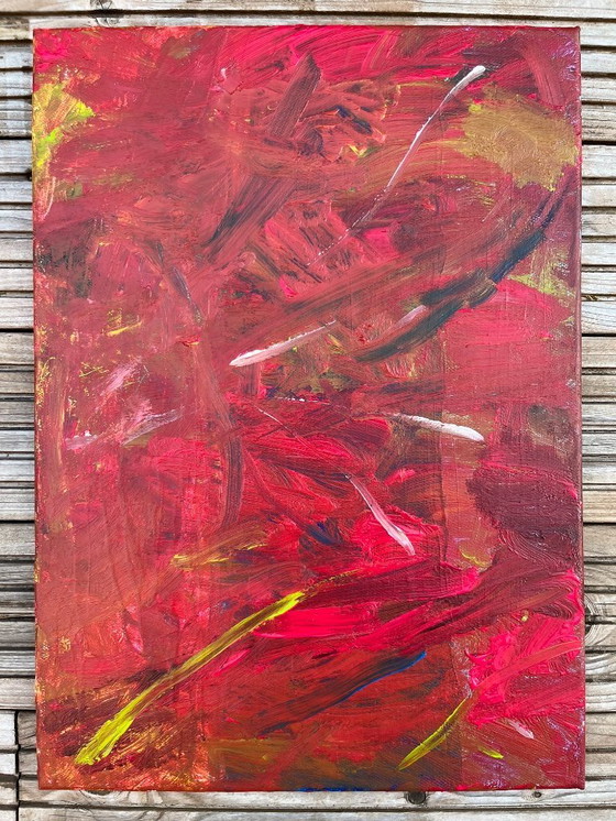 Image 1 of Abstract acrylic artist painting on canvas frame 46x33cm.