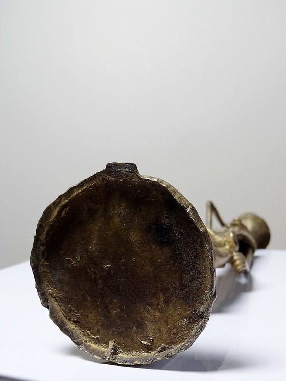 Image 1 of Statuette Africaine Bronze à la Cire Perdue Porteuse d'Eau Burkina Faso
