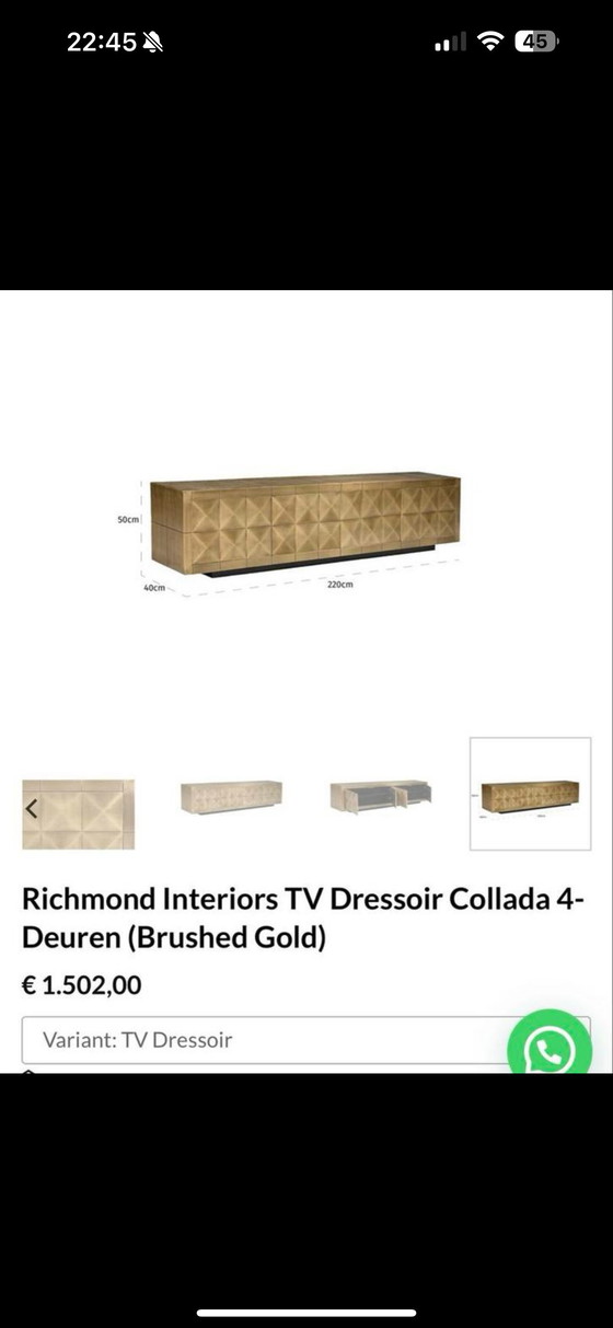 Image 1 of Richmond Interiors Tv Dressoir Collada 4-Deuren 220 Lang