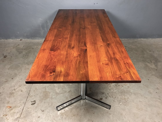 Vintage Dining Table Chrome Teak Minimalist – Wood (photo 2 of 10)