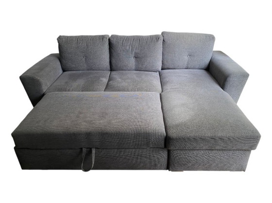 Image 1 of VEJLBY Sofa Bed with Chaise Longue – Dark Grey