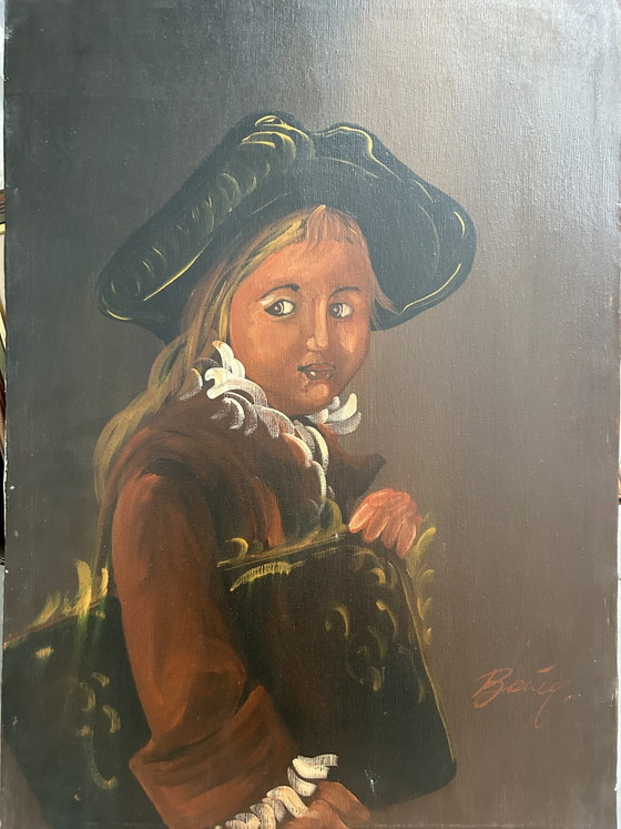Pintura al Óleo Después de Drouais "Le Jeune Élève" Firmada con Certificado – Pinturas y dibujos, Canvas (photo 4 of 9)